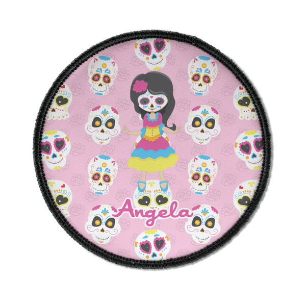 Custom Kids Sugar Skulls Iron On Round Patch w/ Name or Text