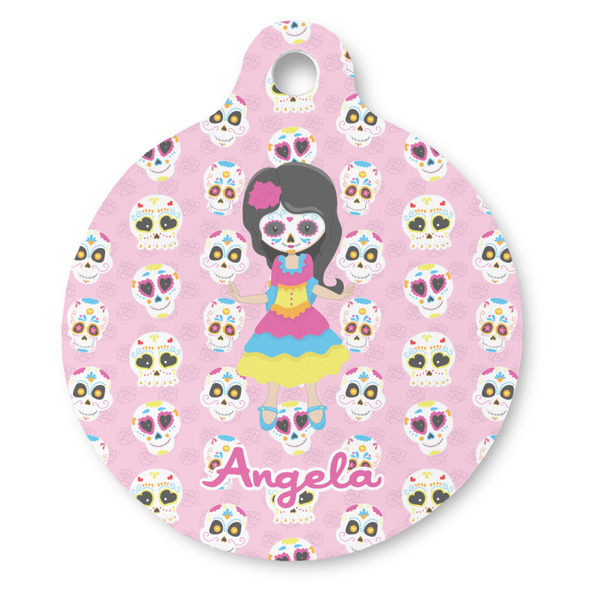 Custom Kids Sugar Skulls Round Pet ID Tag (Personalized)