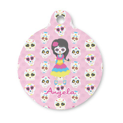 Kids Sugar Skulls Round Pet ID Tag - Small (Personalized)