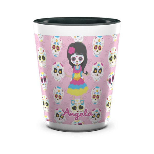 Custom Kids Sugar Skulls Ceramic Shot Glass - 1.5 oz - Two Tone - Single (Personalized)