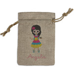 Kids Sugar Skulls Small Burlap Gift Bag - Front (Personalized)