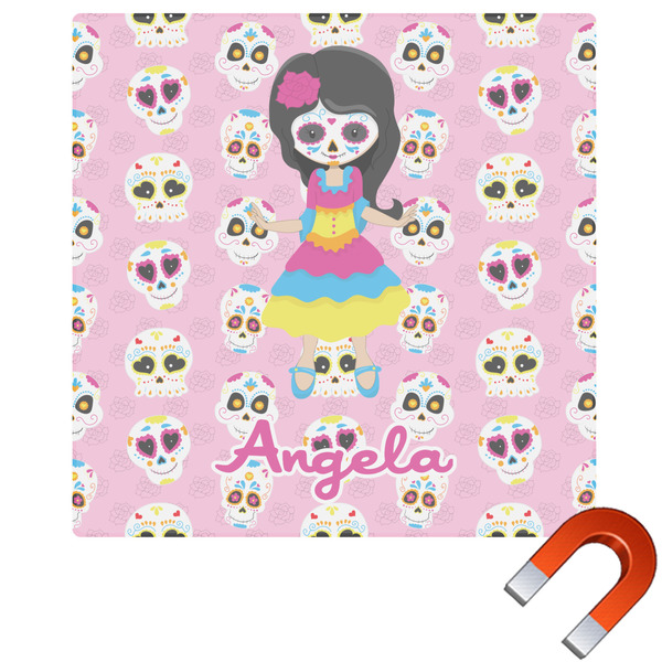 Custom Kids Sugar Skulls Square Car Magnet - 6" (Personalized)