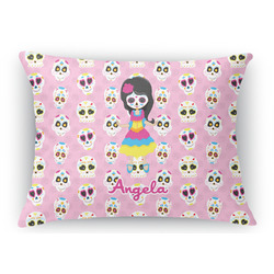 Kids Sugar Skulls Rectangular Throw Pillow Case - 12"x18" (Personalized)