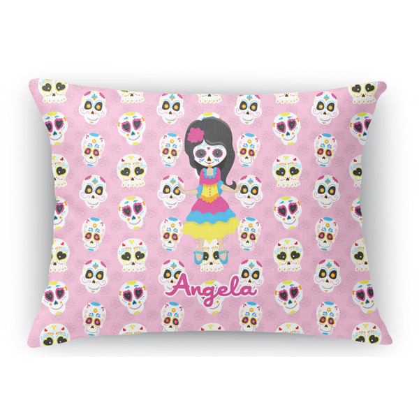 Custom Kids Sugar Skulls Rectangular Throw Pillow Case - 12"x18" (Personalized)