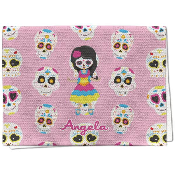 Custom Kids Sugar Skulls Kitchen Towel - Waffle Weave - Full Color Print (Personalized)