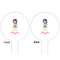 Kids Sugar Skulls White Plastic 6" Food Pick - Round - Double Sided - Front & Back