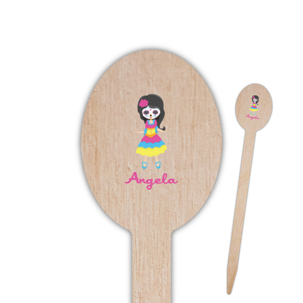 Custom Kids Sugar Skulls Oval Wooden Food Picks (Personalized)