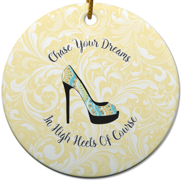 Custom High Heels Round Ceramic Ornament