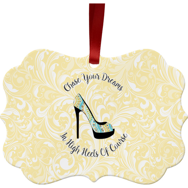 Custom High Heels Metal Frame Ornament - Double Sided