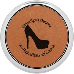 High Heels Set of 4 Leatherette Round Coasters w/ Silver Edge