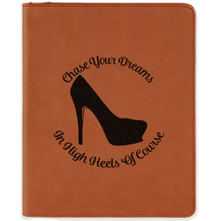High Heels Leatherette Zipper Portfolio with Notepad - Double Sided