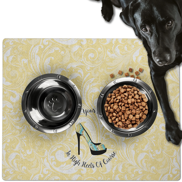 Custom High Heels Dog Food Mat - Large