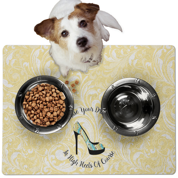 Custom High Heels Dog Food Mat - Medium