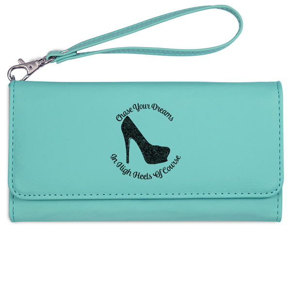 Custom High Heels Ladies Leatherette Wallet - Laser Engraved- Teal