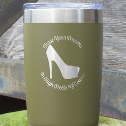 High Heels 20 oz Stainless Steel Tumbler - Olive - Double Sided