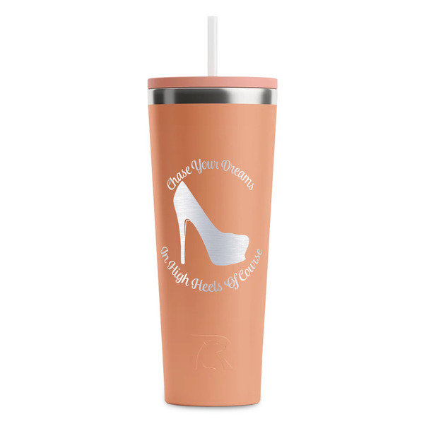 Custom High Heels RTIC Everyday Tumbler with Straw - 28oz - Peach - Single-Sided