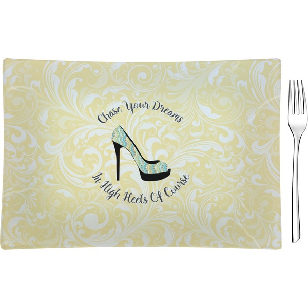 Custom High Heels Rectangular Glass Appetizer / Dessert Plate - Single or Set