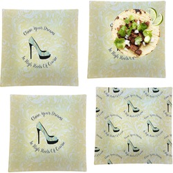 High Heels Set of 4 Glass Square Lunch / Dinner Plate 9.5"