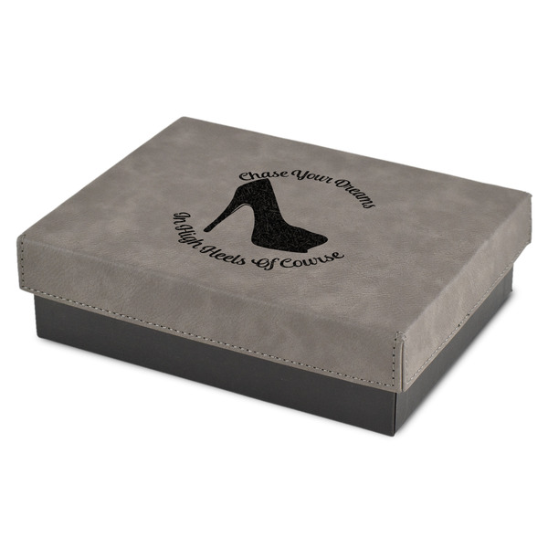 Custom High Heels Small Gift Box w/ Engraved Leather Lid