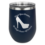 High Heels Stemless Stainless Steel Wine Tumbler - Navy - Single Sided