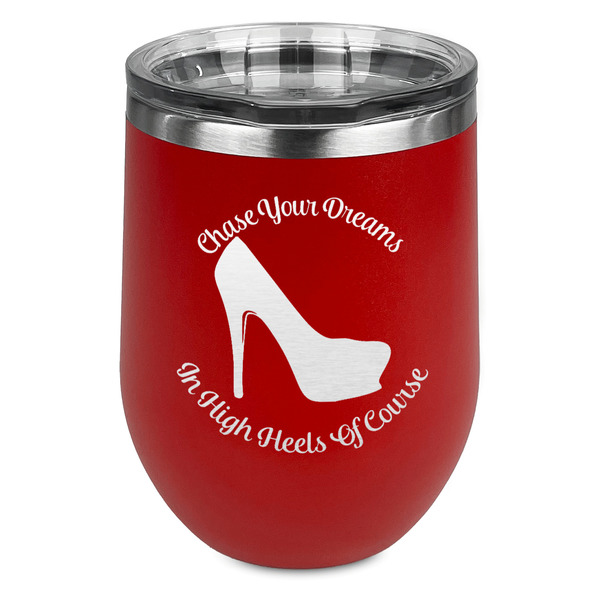 Custom High Heels Stemless Stainless Steel Wine Tumbler - Red - Double Sided