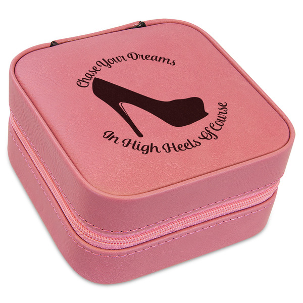 Custom High Heels Travel Jewelry Boxes - Pink Leather