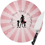 Super Mom Round Glass Cutting Board - Small