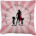 Super Mom Faux-Linen Throw Pillow 16"