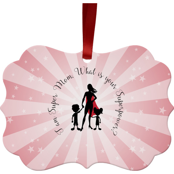 Custom Super Mom Metal Frame Ornament - Double Sided