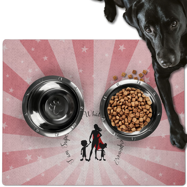 Custom Super Mom Dog Food Mat - Large