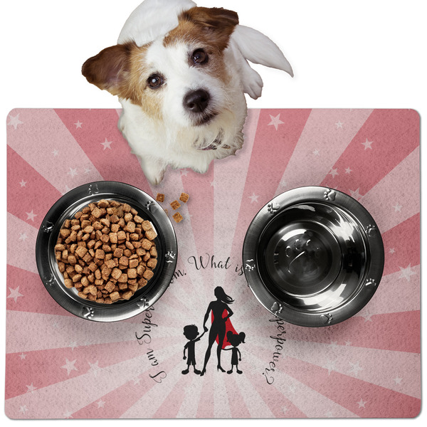 Custom Super Mom Dog Food Mat - Medium