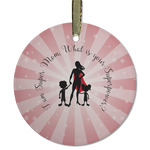 Super Mom Flat Glass Ornament - Round