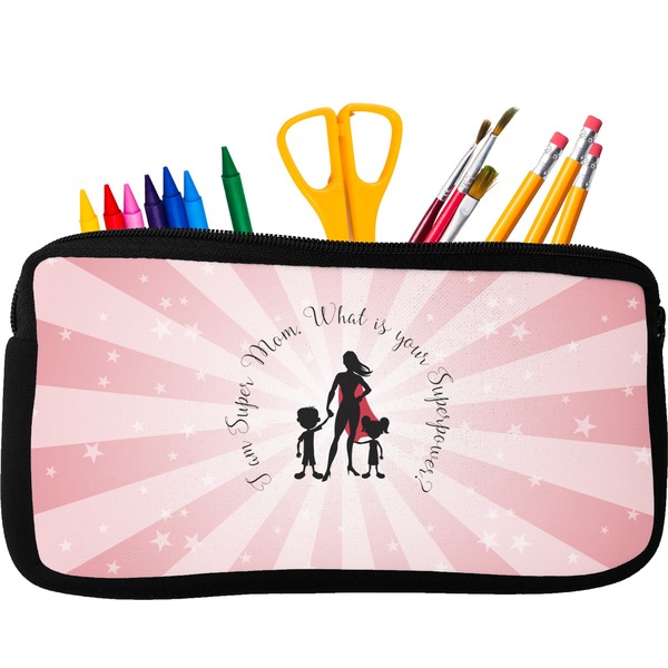 Custom Super Mom Neoprene Pencil Case - Small