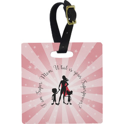 Super Mom Plastic Luggage Tag - Square