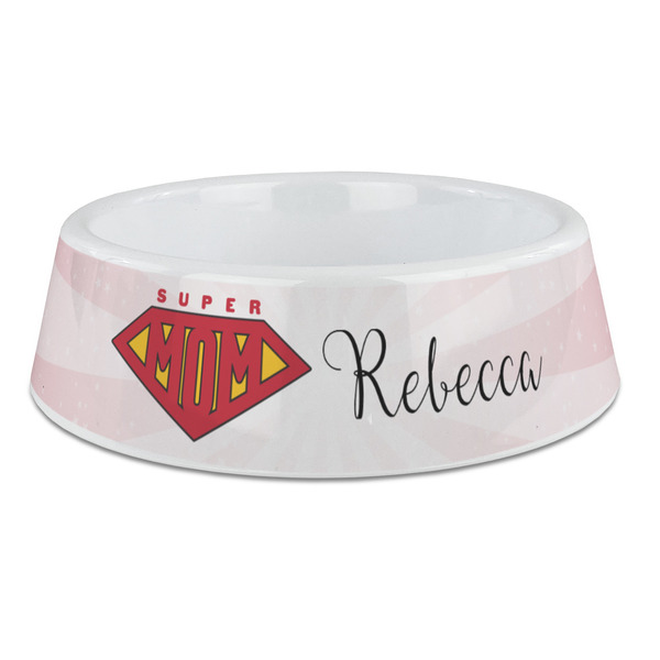 Custom Super Mom Plastic Dog Bowl - Large