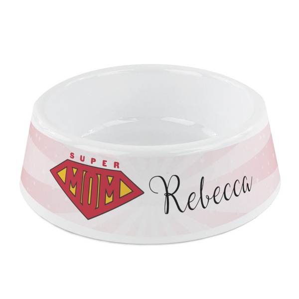 Custom Super Mom Plastic Dog Bowl - Small