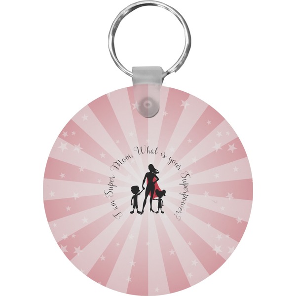 Custom Super Mom Round Plastic Keychain