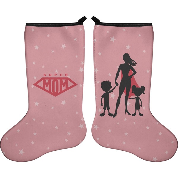 Custom Super Mom Holiday Stocking - Double-Sided - Neoprene