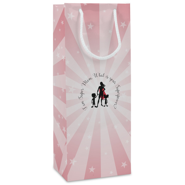 Custom Super Mom Wine Gift Bags - Matte