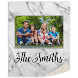 Family Photo and Name Sherpa Throw Blanket - 60" x 80"