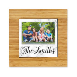Family Photo and Name Bamboo Trivet with Ceramic Tile Insert