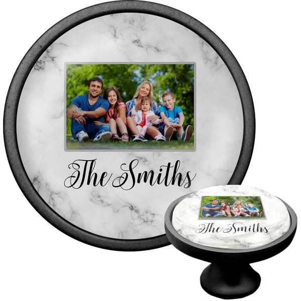 Custom Family Photo and Name Cabinet Knob - Black