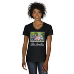 Family Photo and Name Women's V-Neck T-Shirt - Black