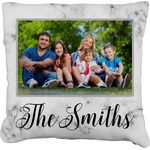 Family Photo and Name Faux-Linen Throw Pillow 26"