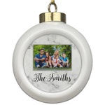 Family Photo and Name Ceramic Ball Ornament