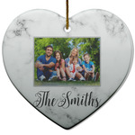 Family Photo and Name Heart Ceramic Ornament