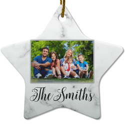 Family Photo and Name Star Ceramic Ornament