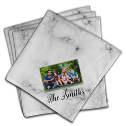 Family Photo and Name Cloth Dinner Napkins - Set of 4