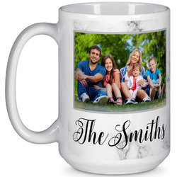 Family Photo and Name 15 oz Coffee Mug - White