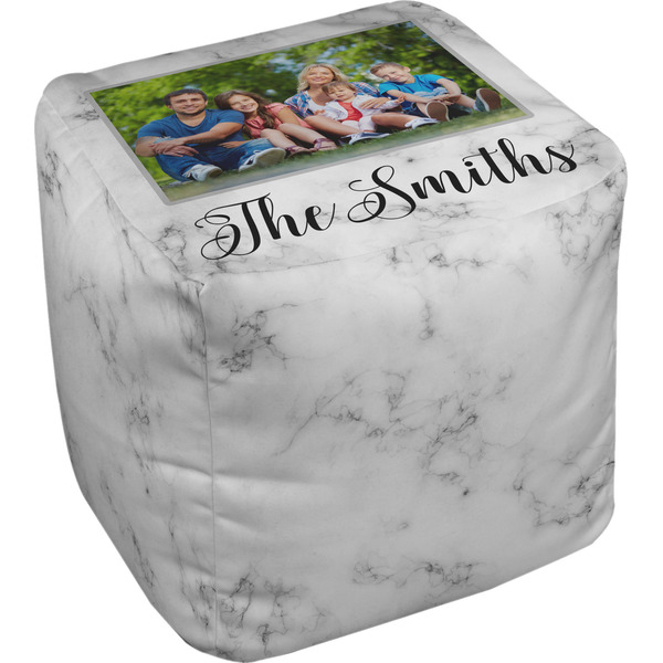 Custom Family Photo and Name Cube Pouf Ottoman